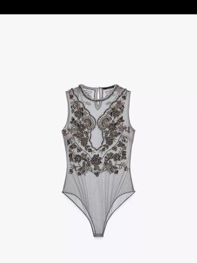 Zara - ZW Collection Embroidered Bodysuit